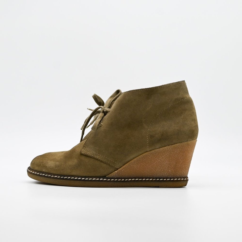 J. CREW Macalister Suede Wedge Ankle Boots Tan - Picture 4 of 6